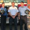 <p>Blackwell Fire Chief Corey Hanebrink (center) proudly stands with new promoted Lieutenants Bobbi Buntin and Kyler Skinner (L,R) </p>